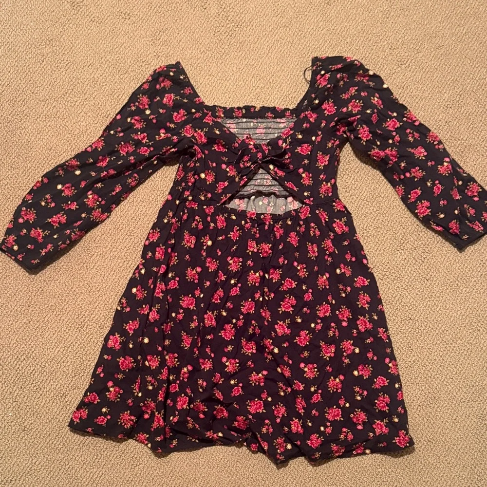 NWOT old navy girls xl floral red rose long sleeve dress